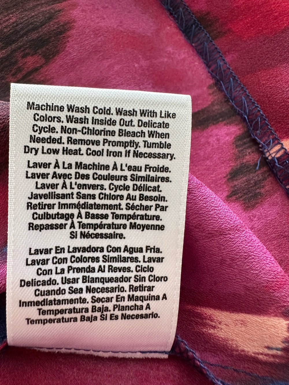 DKNYC Navy Top with Magenta Floral Print and Black Sheer Sleeves, size XL - Picture 13 of 13